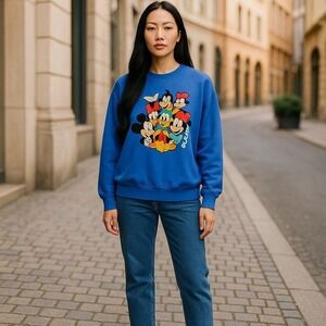Disney Mickey & Friends Blue Sweatshirt + BONUS Disney 3 Sock Bundle – XL Top